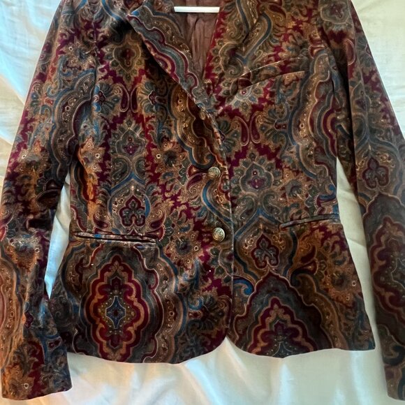Lauren Ralph Lauren Velvet Paisley Jacket Blazer - Picture 6 of 6